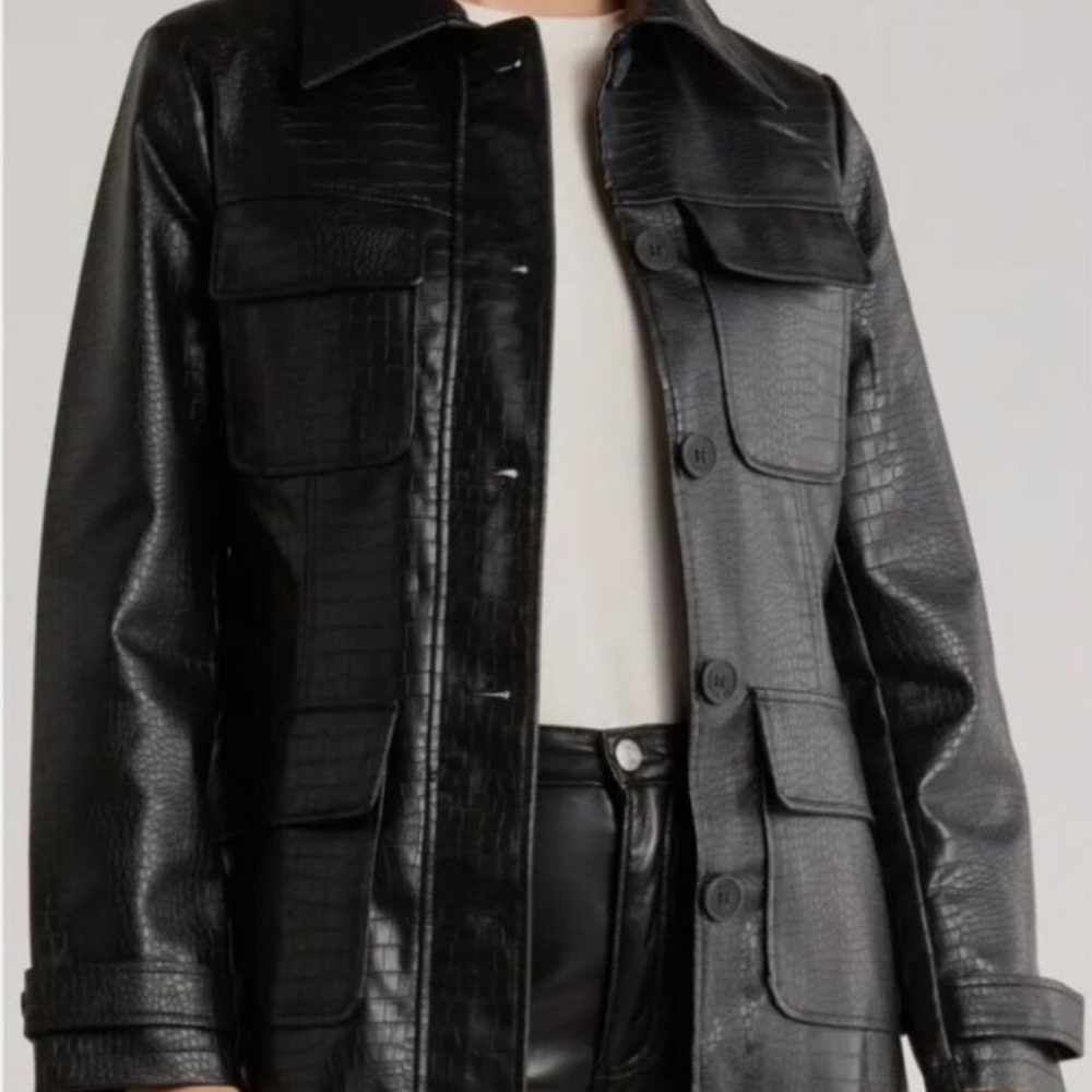Jason Wu Black Textured Trench Coat - Picture 6 of 6
